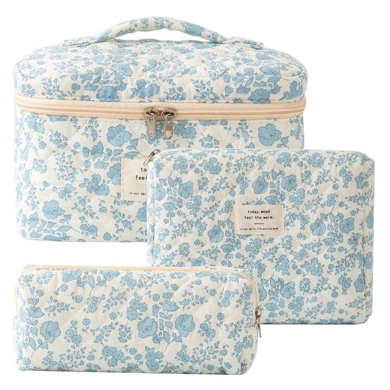 Quilted Makeup Bag Set, Travel Cosmetic Bags, Portable Zipper Makeup Organizer Pouch for Skincare, Foundation, Makeup Tools, Travel Essentials, Ideal Gift, Cosmetic Storage Bag, Makeup Products Bag, Makeup Bundle Box, Makeup Container Set, Makeup Case