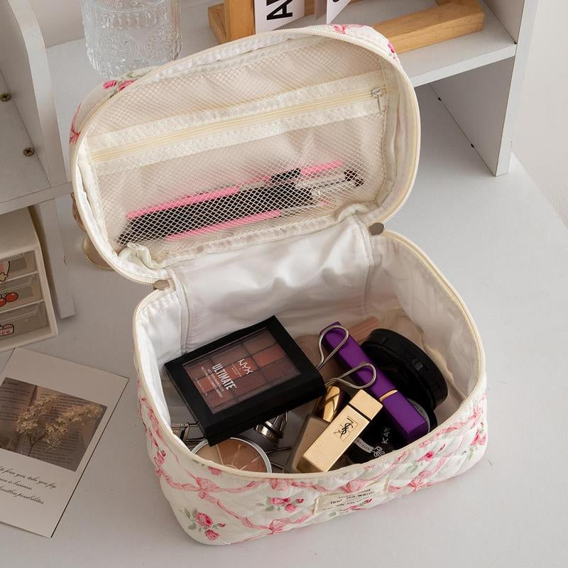 Quilted Makeup Bag Set, Travel Cosmetic Bags, Portable Zipper Makeup Organizer Pouch for Skincare, Foundation, Makeup Tools, Travel Essentials, Ideal Gift, Cosmetic Storage Bag, Makeup Products Bag, Makeup Bundle Box, Makeup Container Set, Makeup Case