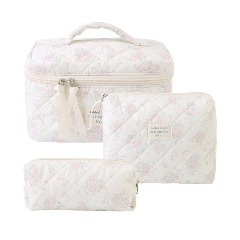 Quilted Makeup Bag Set, Travel Cosmetic Bags, Portable Zipper Makeup Organizer Pouch for Skincare, Foundation, Makeup Tools, Travel Essentials, Ideal Gift, Cosmetic Storage Bag, Makeup Products Bag, Makeup Bundle Box, Makeup Container Set, Makeup Case