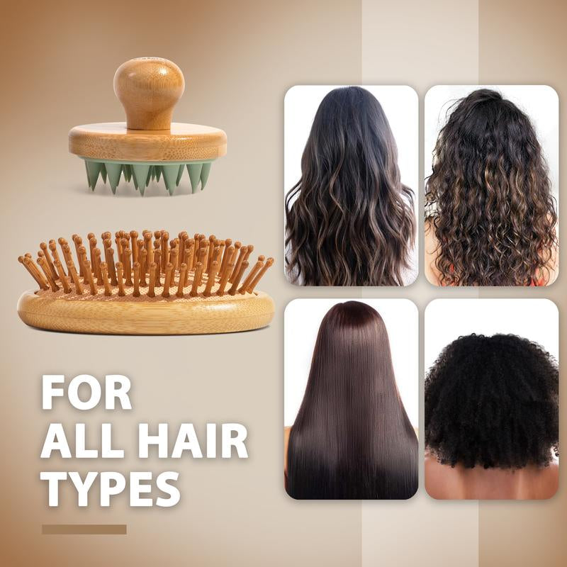 Bamboo Scalp Brush and Massager for Hair Oiling