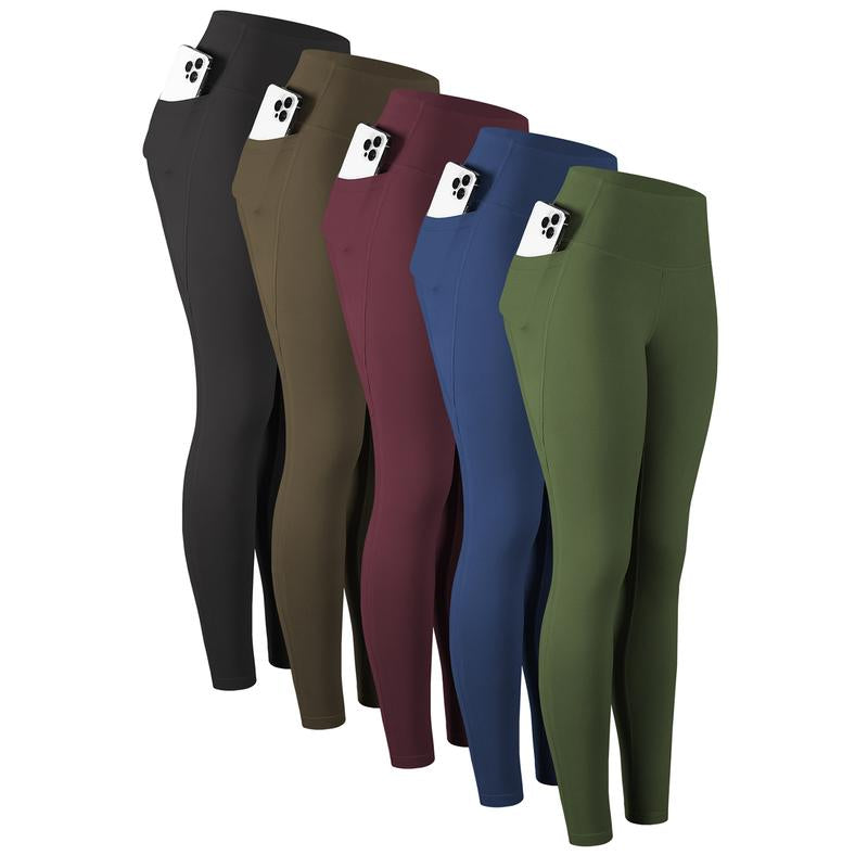 CHRLEISURE 3/5/6-Pack High Waisted Sports Leggings with Pockets for Women - Soft Athletic Tummy Control Pants for Running Cycling Yoga Workout Leggings