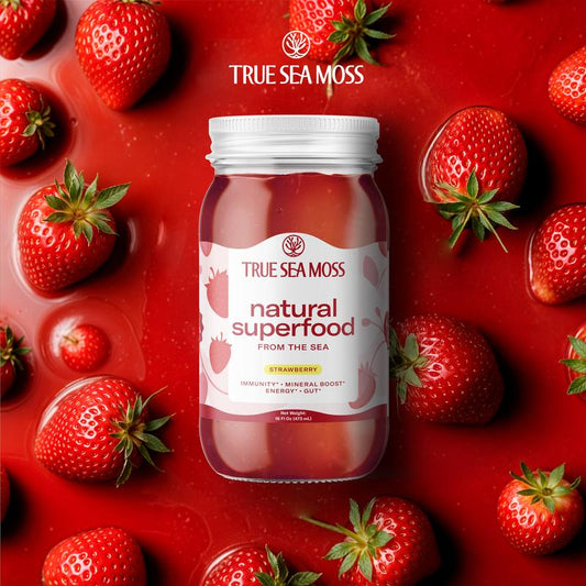 Trueseamoss Strawberry Irish Sea Moss Gel – Rich in Minerals & Vitamins – Supports Immune, Improves Digestion, Boost Energy, Skin & Hair Health - Made in USA