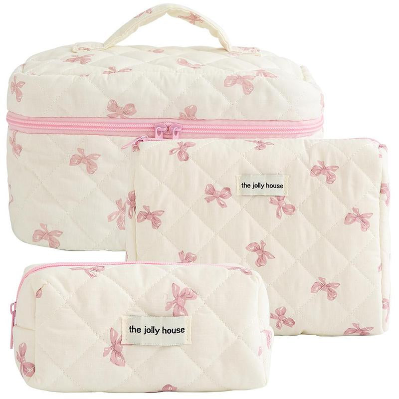 Quilted Makeup Bag Set, Travel Cosmetic Bags, Portable Zipper Makeup Organizer Pouch for Skincare, Foundation, Makeup Tools, Travel Essentials, Ideal Gift, Cosmetic Storage Bag, Makeup Products Bag, Makeup Bundle Box, Makeup Container Set, Makeup Case
