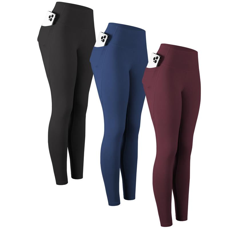 CHRLEISURE 3/5/6-Pack High Waisted Sports Leggings with Pockets for Women - Soft Athletic Tummy Control Pants for Running Cycling Yoga Workout Leggings