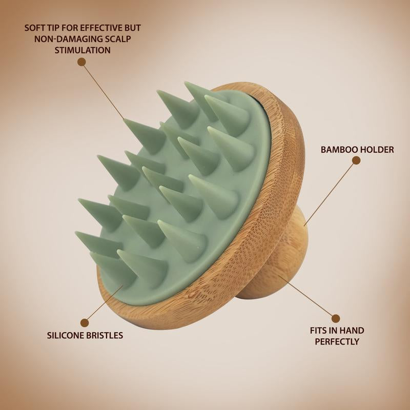 Bamboo Scalp Brush and Massager for Hair Oiling