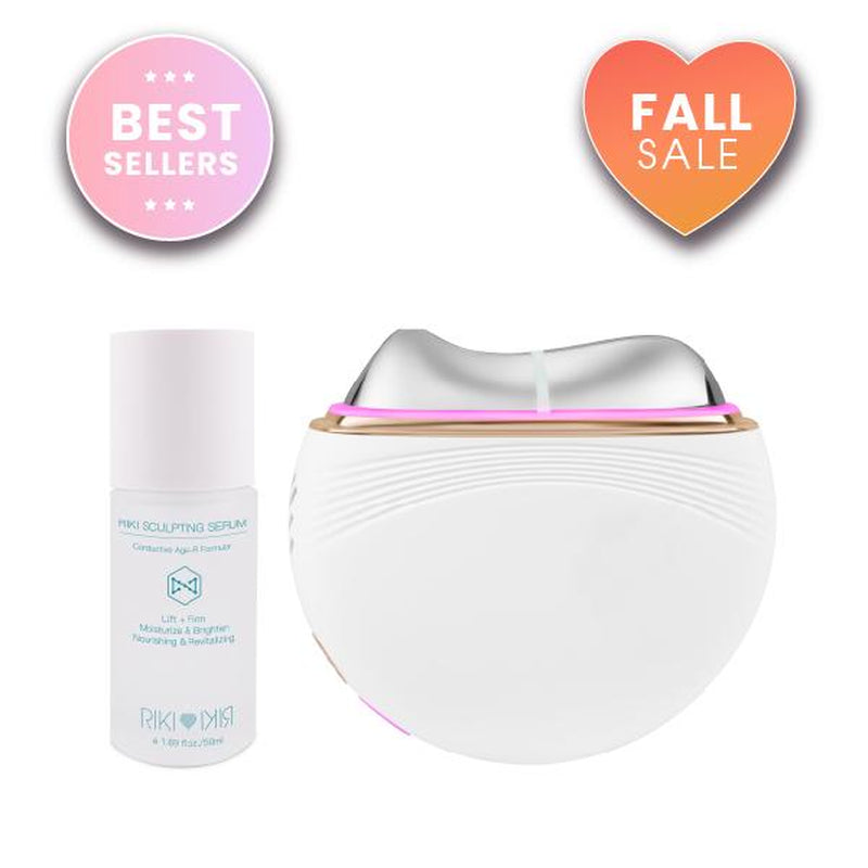 RIKI SCULPTRESS Luxury All-In-One Facial Device with Heat Cooling EMS Vibration & LED Light Therapy Ergonomic Rechargeable Gua Sha Style Massage for Spa-Quality Results at Home