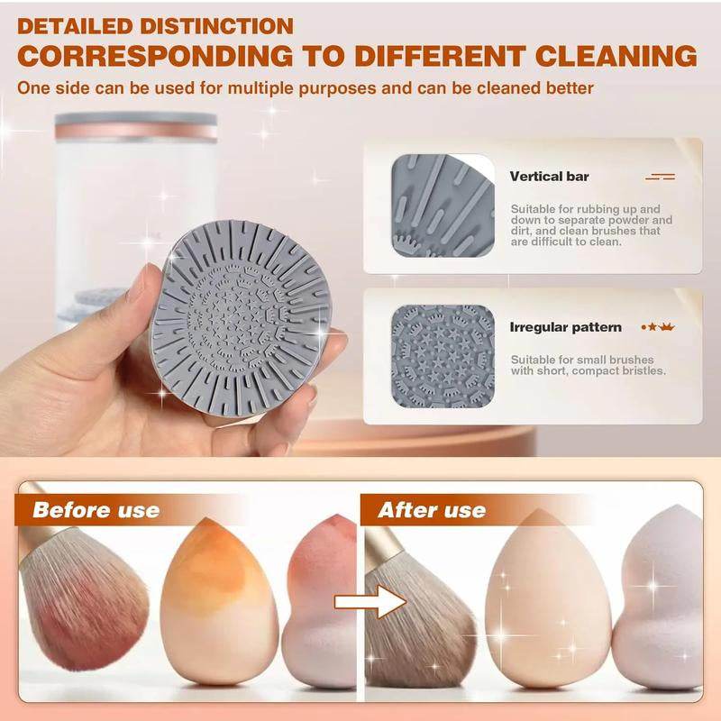 Electric Makeup Brush Cleaner, Super-Fast Electric Spinningcleaner for Most Size Brush，Usb Powered Sonic Makeup Brush Cleaner，3-In-1 Electric Makeup Brush Cleaner，Portable Makeup Brush Cleaner，Facial Makeup，Dry Makeup，Brush Clean Mat，Tool Fit，Makeup Look