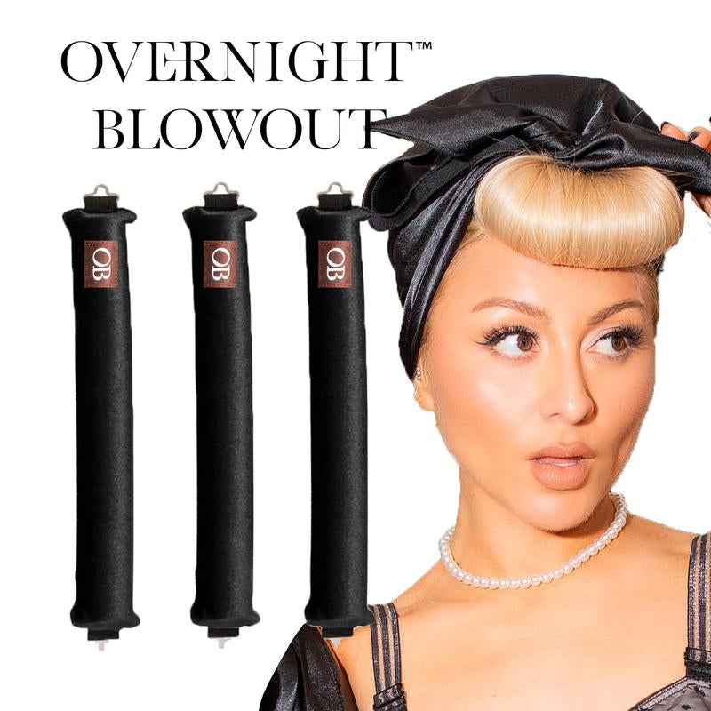 The Original Authentic Overnight Blowout Classic 3 Rod Set (Scarf NOT Included) Heatless Haircare Velvet Material Easy Hook Lock Design US Market, 3 Pcs, Preserve Blowout, No Heat Curl, Sleep