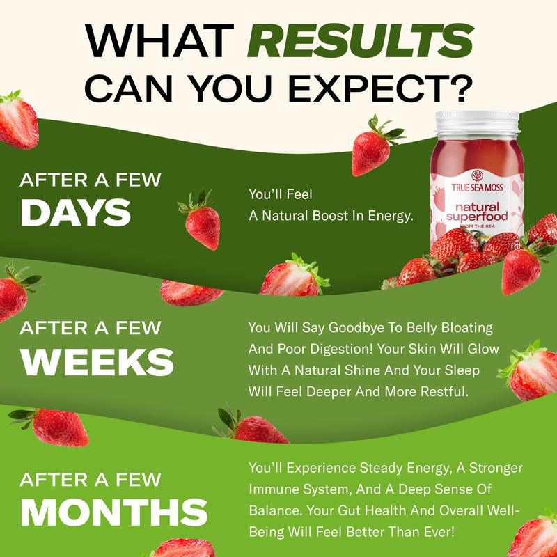 Trueseamoss Strawberry Irish Sea Moss Gel – Rich in Minerals & Vitamins – Supports Immune, Improves Digestion, Boost Energy, Skin & Hair Health - Made in USA