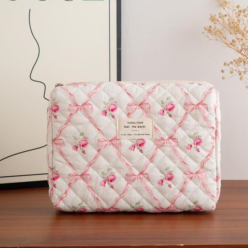 Quilted Makeup Bag Set, Travel Cosmetic Bags, Portable Zipper Makeup Organizer Pouch for Skincare, Foundation, Makeup Tools, Travel Essentials, Ideal Gift, Cosmetic Storage Bag, Makeup Products Bag, Makeup Bundle Box, Makeup Container Set, Makeup Case