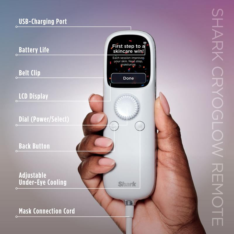 Shark Cryoglow Red & Blue Infrared Iqled Face Mask & under Eye Cooling FW312 Facial Acne Face Lifting Device with Adjustable Plug and Storage Bag