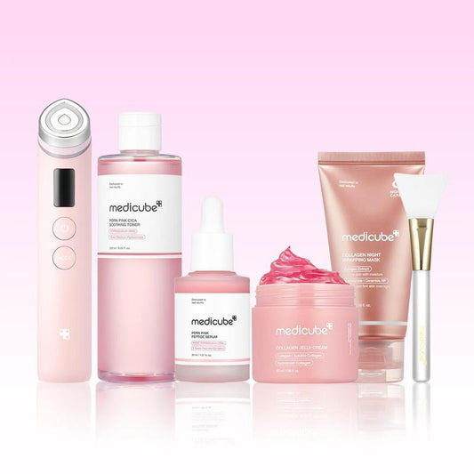 [Medicube Official] Pink Glass Glow Routine SetㅣK-Beauty Viral Glass Glow Device, PDRN Pink Peptide Toner, PDRN Pink Peptide Serum, Collagen Repair