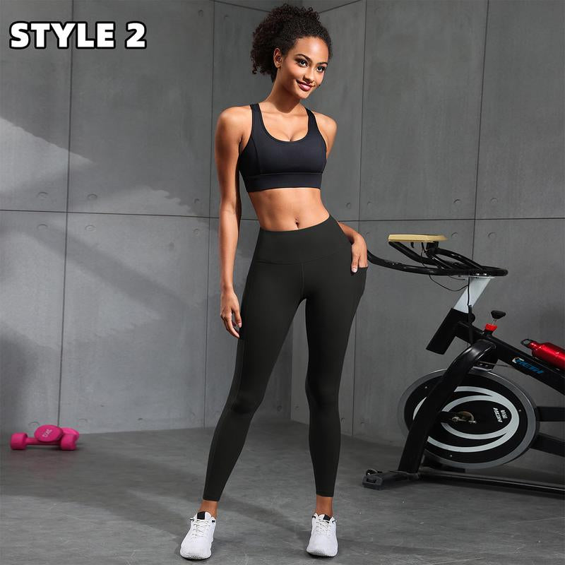CHRLEISURE 3/5/6-Pack High Waisted Sports Leggings with Pockets for Women - Soft Athletic Tummy Control Pants for Running Cycling Yoga Workout Leggings