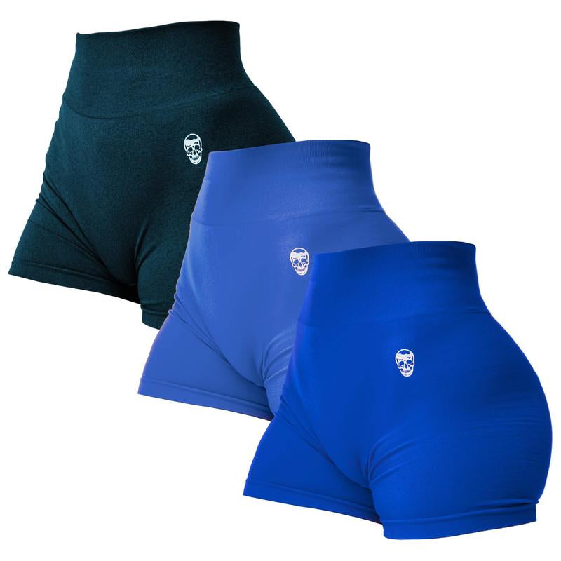 Gymreapers 3 Pack Infinity Seamless Scrunch Shorts for Women Moisture Wicking Breathable Workout Shorts with Diamond Gusset Crotch No Front Seam High Waist Two Tier Waistband Squat Proof Compression Fit Gym Yoga Training Athletic Activewear