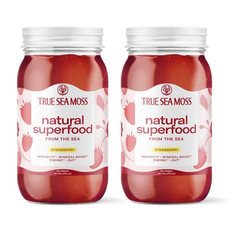 Trueseamoss Strawberry Irish Sea Moss Gel – Rich in Minerals & Vitamins – Supports Immune, Improves Digestion, Boost Energy, Skin & Hair Health - Made in USA