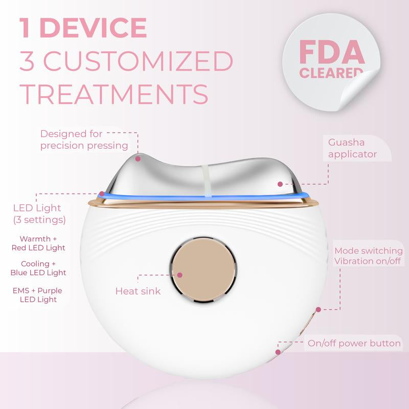 RIKI SCULPTRESS Luxury All-In-One Facial Device with Heat Cooling EMS Vibration & LED Light Therapy Ergonomic Rechargeable Gua Sha Style Massage for Spa-Quality Results at Home