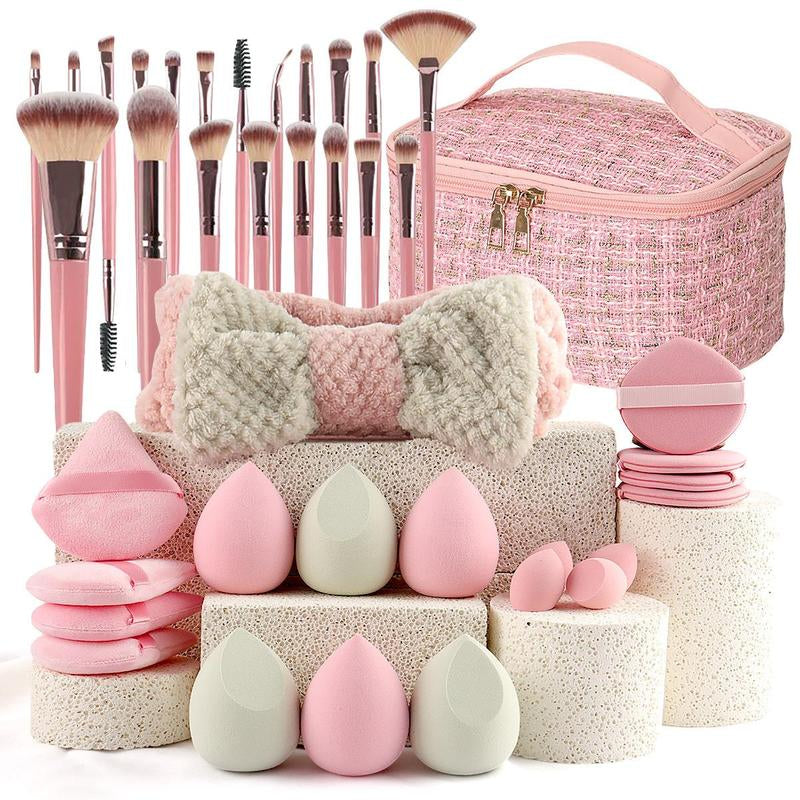 Professional Makeup Tool Set, Makeup Brush & Makeup Sponge & Powder Puff & & Storage Bag, Makeup Accessories for Women & Girls, Cosmetic