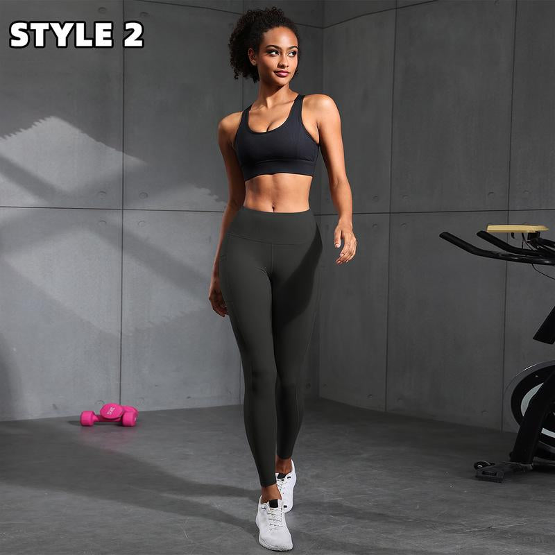 CHRLEISURE 3/5/6-Pack High Waisted Sports Leggings with Pockets for Women - Soft Athletic Tummy Control Pants for Running Cycling Yoga Workout Leggings