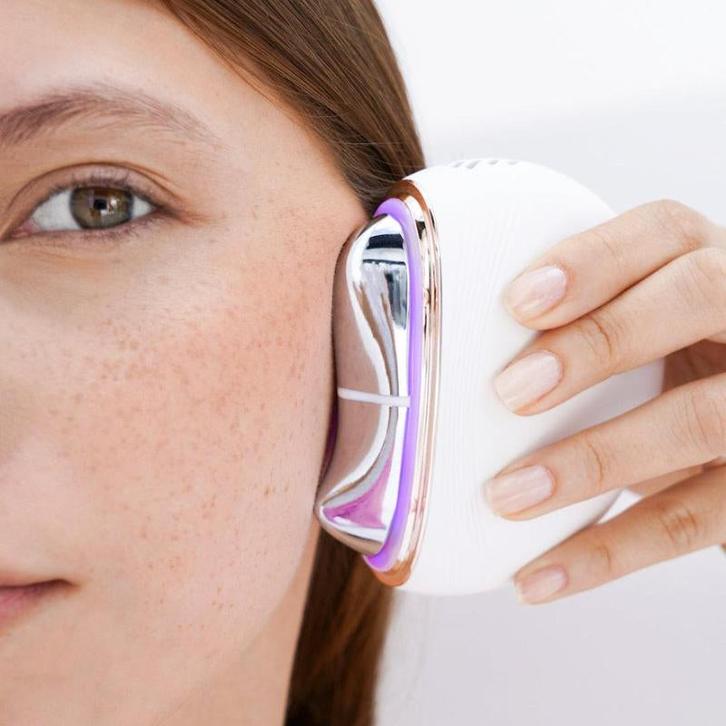 RIKI SCULPTRESS Luxury All-In-One Facial Device with Heat Cooling EMS Vibration & LED Light Therapy Ergonomic Rechargeable Gua Sha Style Massage for Spa-Quality Results at Home