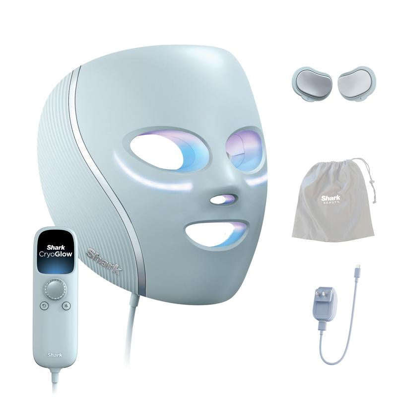 Shark Cryoglow Red & Blue Infrared Iqled Face Mask & under Eye Cooling FW312 Facial Acne Face Lifting Device with Adjustable Plug and Storage Bag