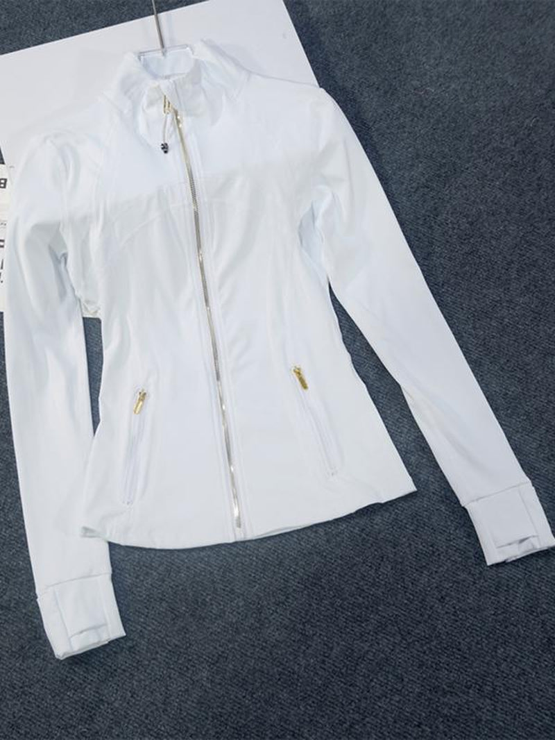 Yoga Suit Gold Zipper Version Women'S Yoga Jacket, Sports Stand up Collar Jacket, Fitness Slim Fit and Slimming Top