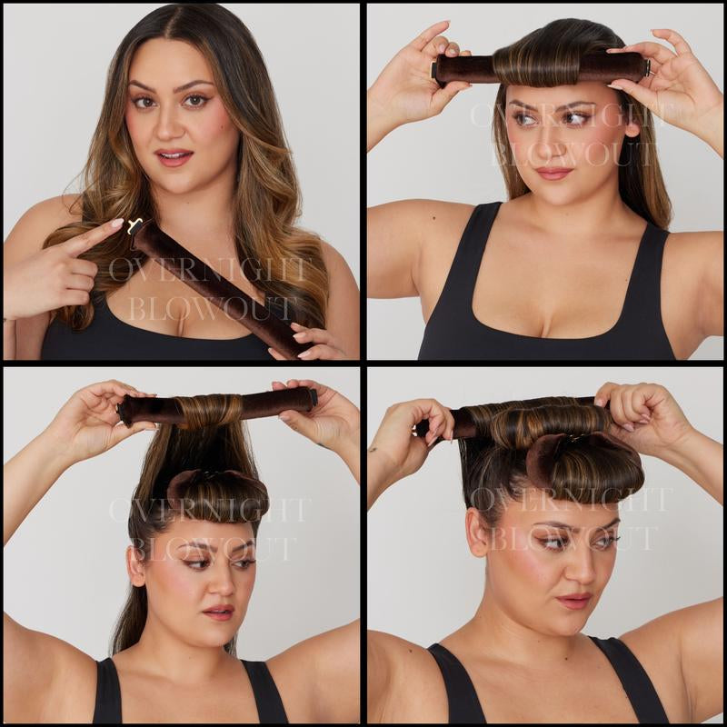 The Original Authentic Overnight Blowout Classic 3 Rod Set (Scarf NOT Included) Heatless Haircare Velvet Material Easy Hook Lock Design US Market, 3 Pcs, Preserve Blowout, No Heat Curl, Sleep