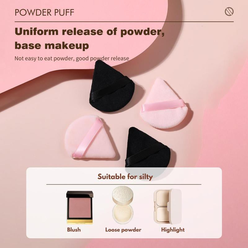 Summer Triangle Powder Puff, 10Pcs/Set Soft Makeup Foundation Sponge Puff, Makeup Tool for Blending & Facial Detailing, Makeup Accessories, Makeup Products, Powder Puff Makeup Set, Girly Room Accessories Makeup, Makeup Kit for School, Christmas Gift