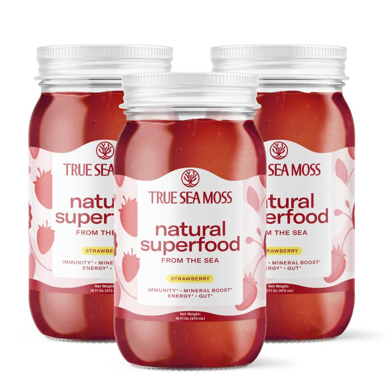 Trueseamoss Strawberry Irish Sea Moss Gel – Rich in Minerals & Vitamins – Supports Immune, Improves Digestion, Boost Energy, Skin & Hair Health - Made in USA