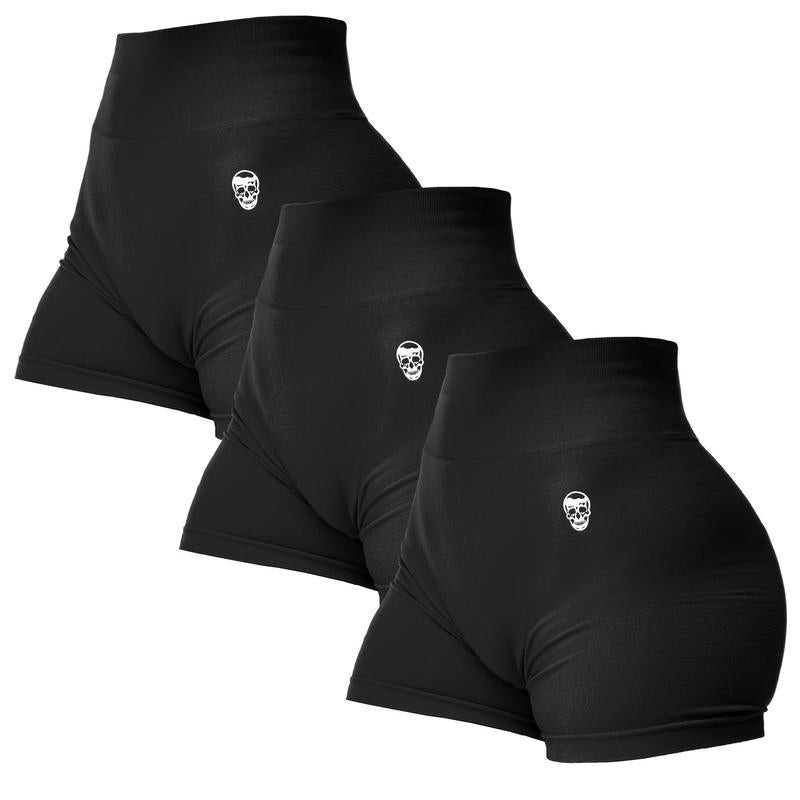 Gymreapers 3 Pack Infinity Seamless Scrunch Shorts for Women Moisture Wicking Breathable Workout Shorts with Diamond Gusset Crotch No Front Seam High Waist Two Tier Waistband Squat Proof Compression Fit Gym Yoga Training Athletic Activewear