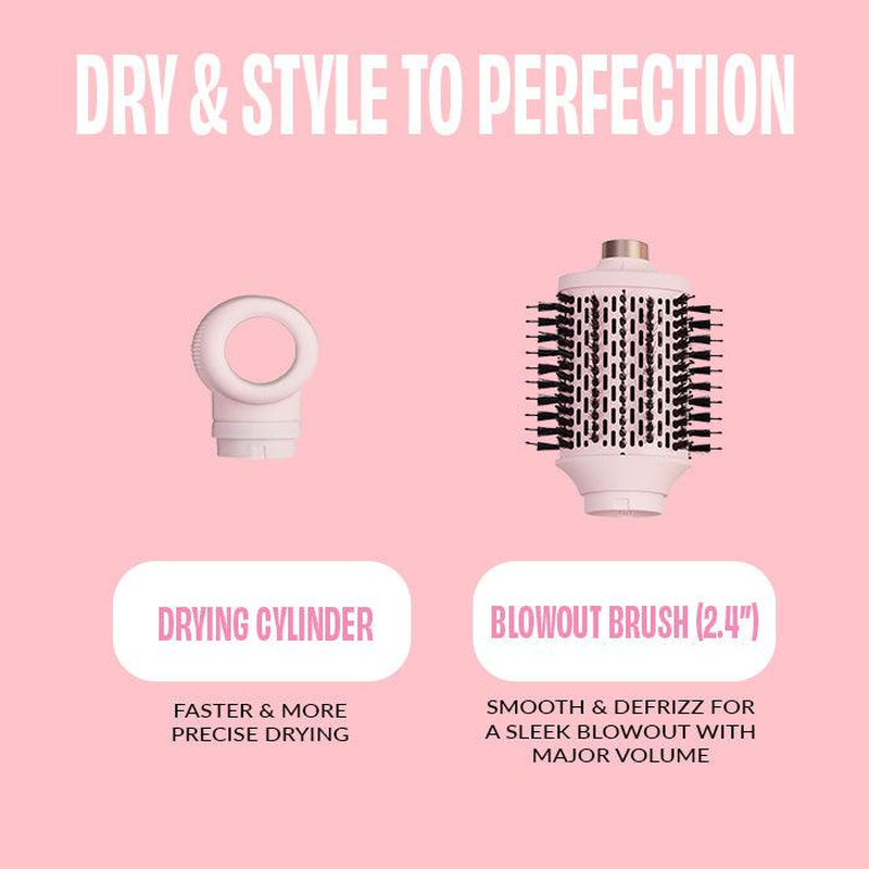 Blush Super Styler Pro - 5-In-1 Interchangeable Tools Curler Comfort Curler Comfort Hair Curler Lightweight Hair Dryer Multi Tool Smooth Titanium