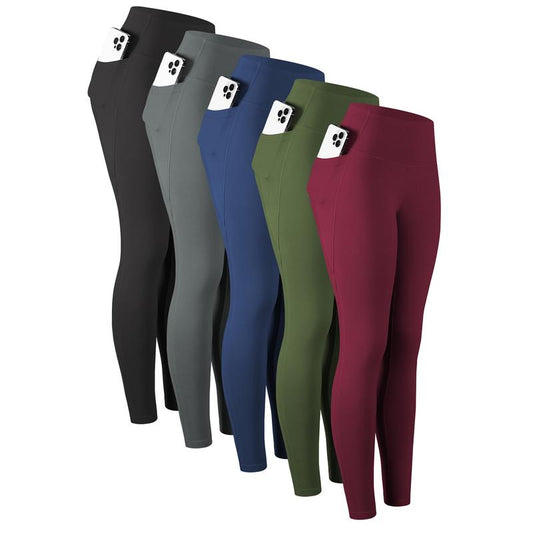 CHRLEISURE 3/5/6-Pack High Waisted Sports Leggings with Pockets for Women - Soft Athletic Tummy Control Pants for Running Cycling Yoga Workout Leggings