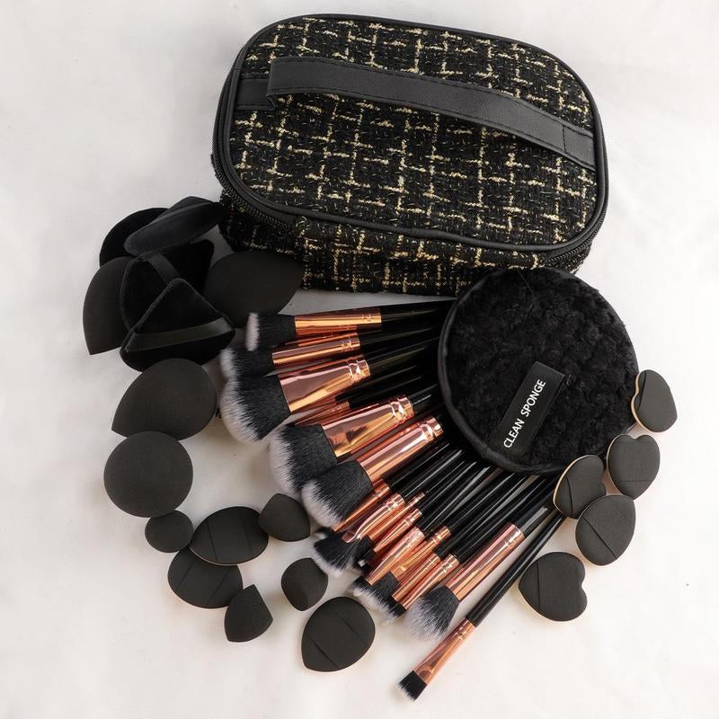 Professional Makeup Tool Set, Makeup Brush & Makeup Sponge & Powder Puff & & Storage Bag, Makeup Accessories for Women & Girls, Cosmetic