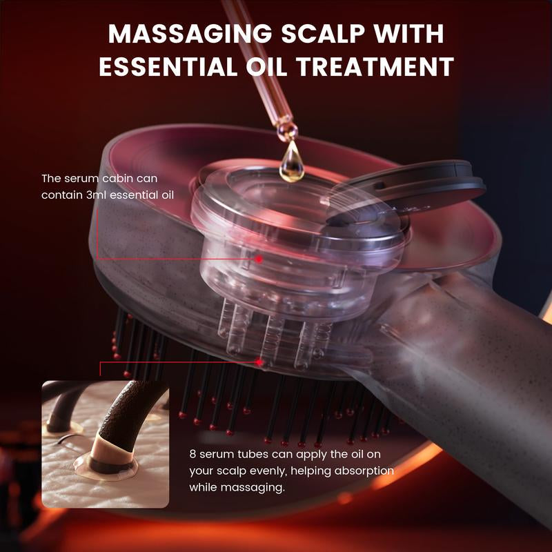 Breo Scalp3 Scalp Massaging Brush Hair Oil Applicator Oil Dispenser Hair Growth Stimulator Scalp Massager Hair Growth Waterproof Head Massager Hair Oil Massaging Red Light Therapy