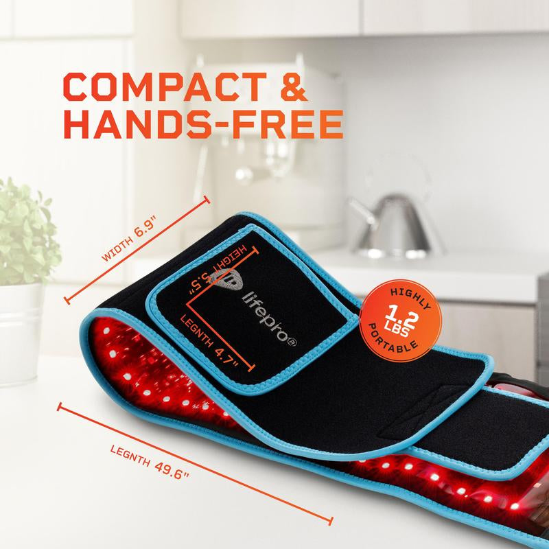 Lifepro Allevared Light Therapy Belt - Lifetime Warranty - 660Nm Red + 850Nm NIR - 105 Triple LED - Skin & Muscle Support - Portable Wraparound - Remote Control