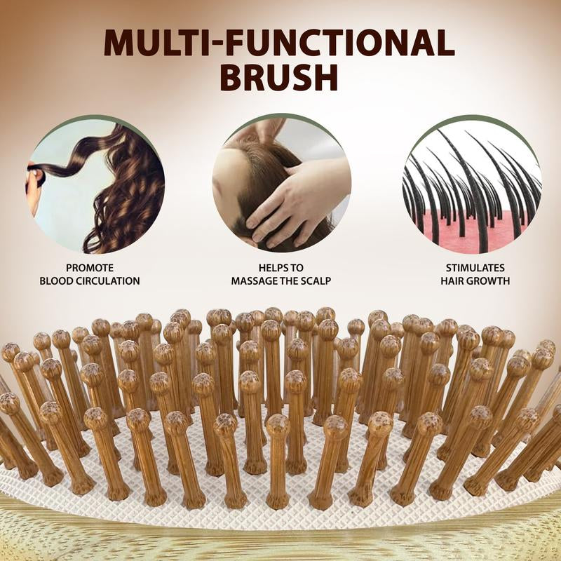 Bamboo Scalp Brush and Massager for Hair Oiling