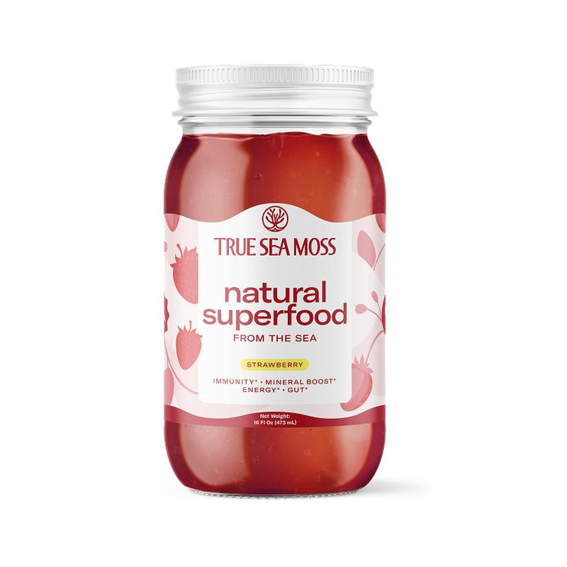 Trueseamoss Strawberry Irish Sea Moss Gel – Rich in Minerals & Vitamins – Supports Immune, Improves Digestion, Boost Energy, Skin & Hair Health - Made in USA