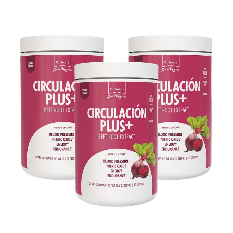 Santo Remedio Circulacion Plus, Nutritional Supplement, Beets Extract, Superfood for Circulation and Heart, Energy & Stamina, Supports Nitric Oxide and Circulation, Cherry Flavor, 30 Servings, Vegan
