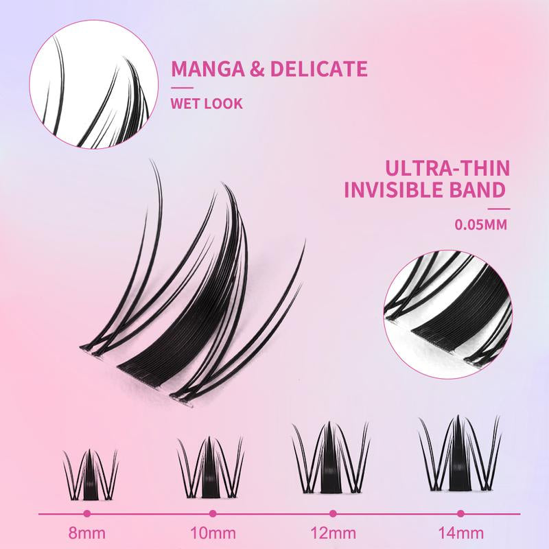 Lashes Short Fairy Venus with Invisible Band Lashes Wispy Lash Clusters Individual Lashes 8-14MM Natural Lashes Waterproof for Girls Clusters DIY Cluster Eyelash Extensions for Beginners Long Lasting Manga Makeup Cosmetic Springtok