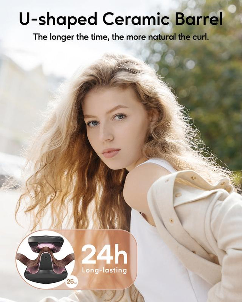 Wavytalk Beachy Waver Hair Crimpers with 3 Barrel, Fast Heat Curling Iron, Easy-To-Use Hair Crimper for Effortless Waves, Pink