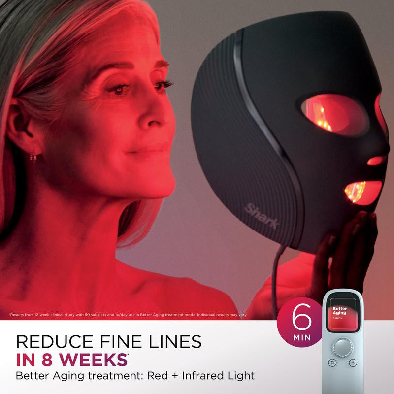 Shark Cryoglow Red & Blue Infrared Iqled Face Mask & under Eye Cooling FW312 Facial Acne Face Lifting Device with Adjustable Plug and Storage Bag