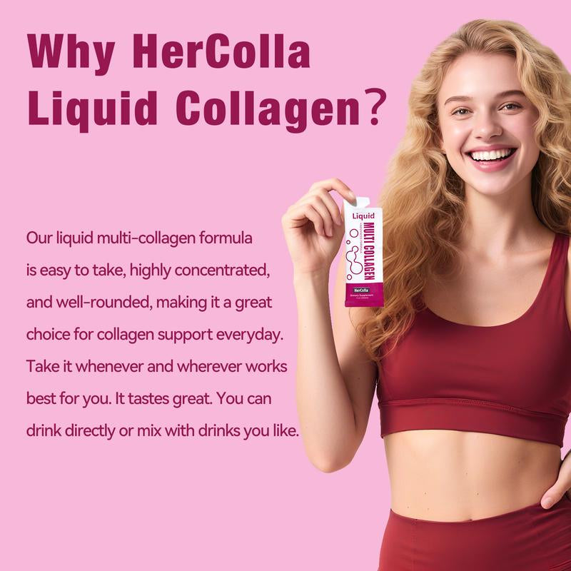 Hercolla Liquid Multi Collagen with 8G Peptides 10000Mcg Biotin Hyaluronic Acid & Vitamin C for Hair Skin Nails & Joints Natural Blood Orange Flavor - Edible