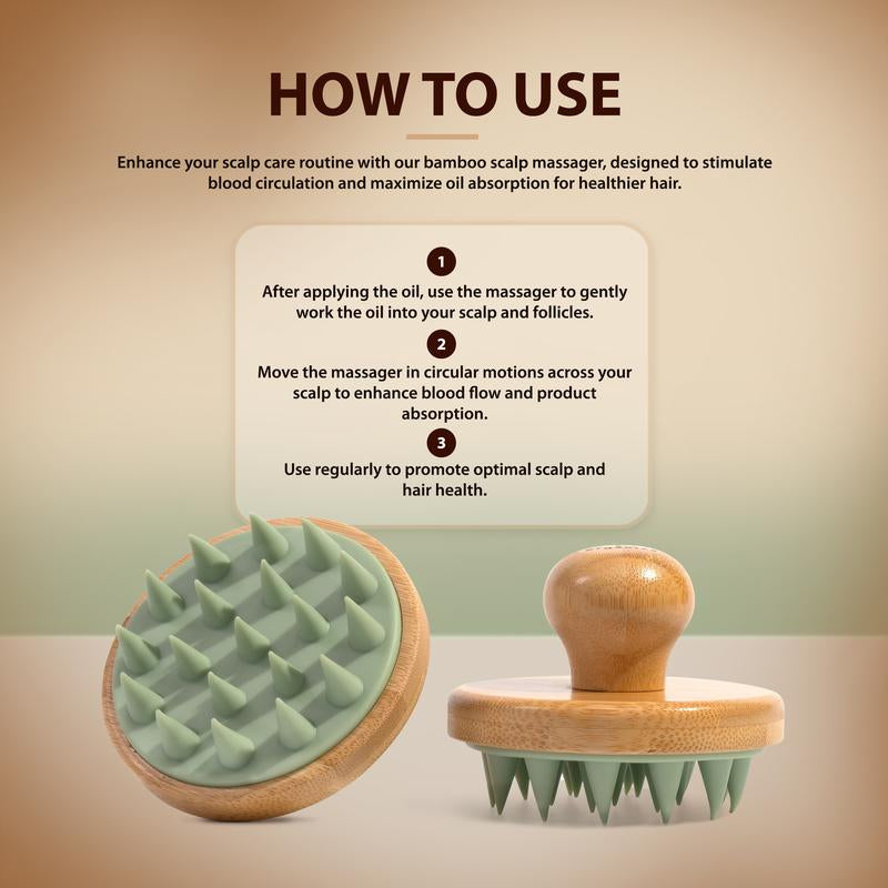 Bamboo Scalp Brush and Massager for Hair Oiling