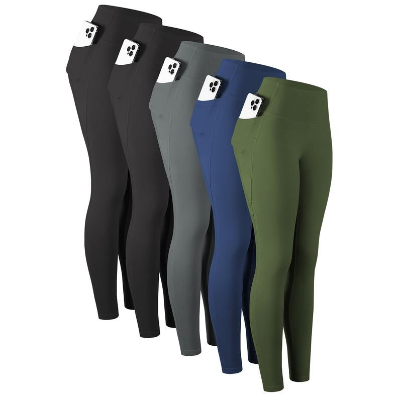 CHRLEISURE 3/5/6-Pack High Waisted Sports Leggings with Pockets for Women - Soft Athletic Tummy Control Pants for Running Cycling Yoga Workout Leggings