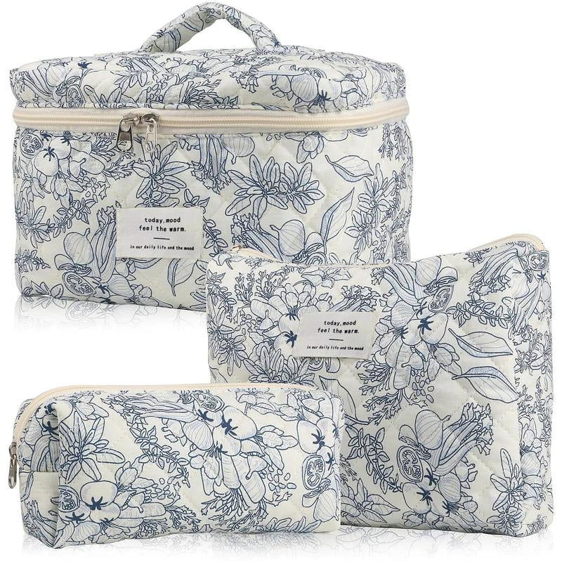 Quilted Makeup Bag Set, Travel Cosmetic Bags, Portable Zipper Makeup Organizer Pouch for Skincare, Foundation, Makeup Tools, Travel Essentials, Ideal Gift, Cosmetic Storage Bag, Makeup Products Bag, Makeup Bundle Box, Makeup Container Set, Makeup Case