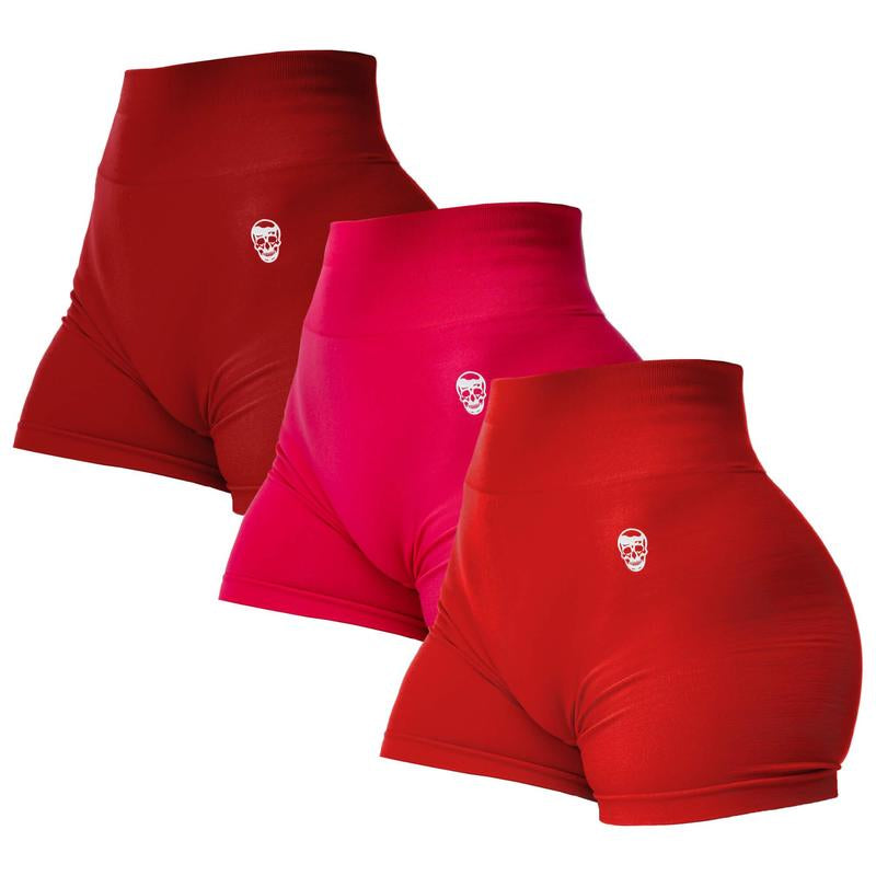 Gymreapers 3 Pack Infinity Seamless Scrunch Shorts for Women Moisture Wicking Breathable Workout Shorts with Diamond Gusset Crotch No Front Seam High Waist Two Tier Waistband Squat Proof Compression Fit Gym Yoga Training Athletic Activewear