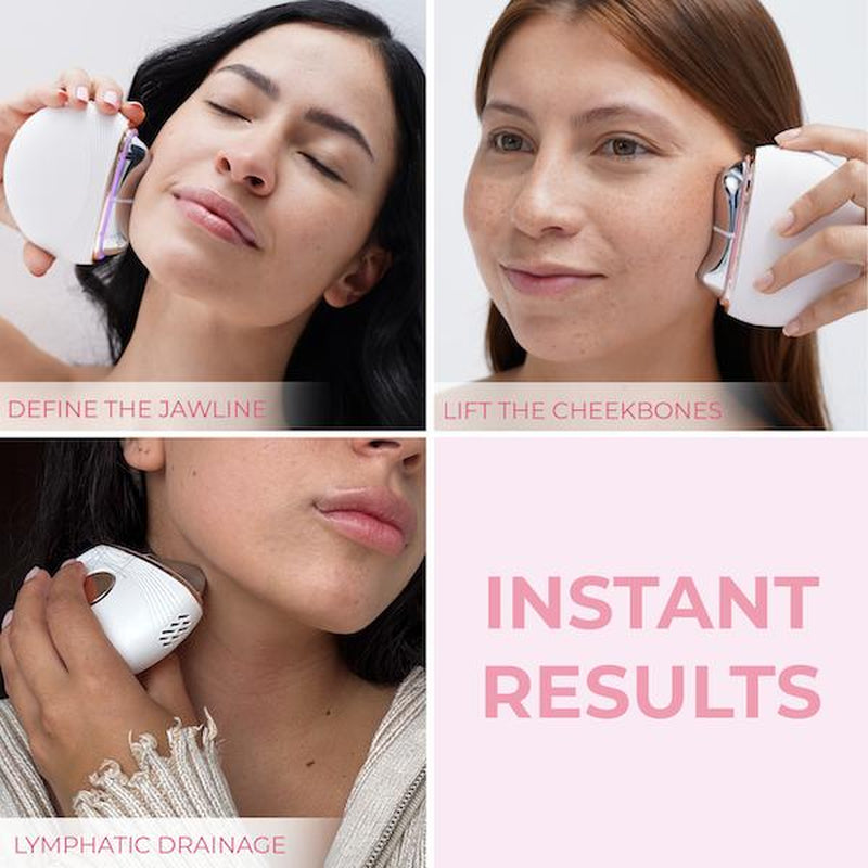 RIKI SCULPTRESS Luxury All-In-One Facial Device with Heat Cooling EMS Vibration & LED Light Therapy Ergonomic Rechargeable Gua Sha Style Massage for Spa-Quality Results at Home
