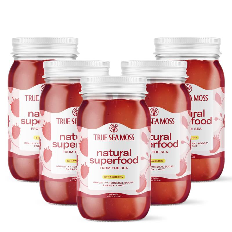 Trueseamoss Strawberry Irish Sea Moss Gel – Rich in Minerals & Vitamins – Supports Immune, Improves Digestion, Boost Energy, Skin & Hair Health - Made in USA