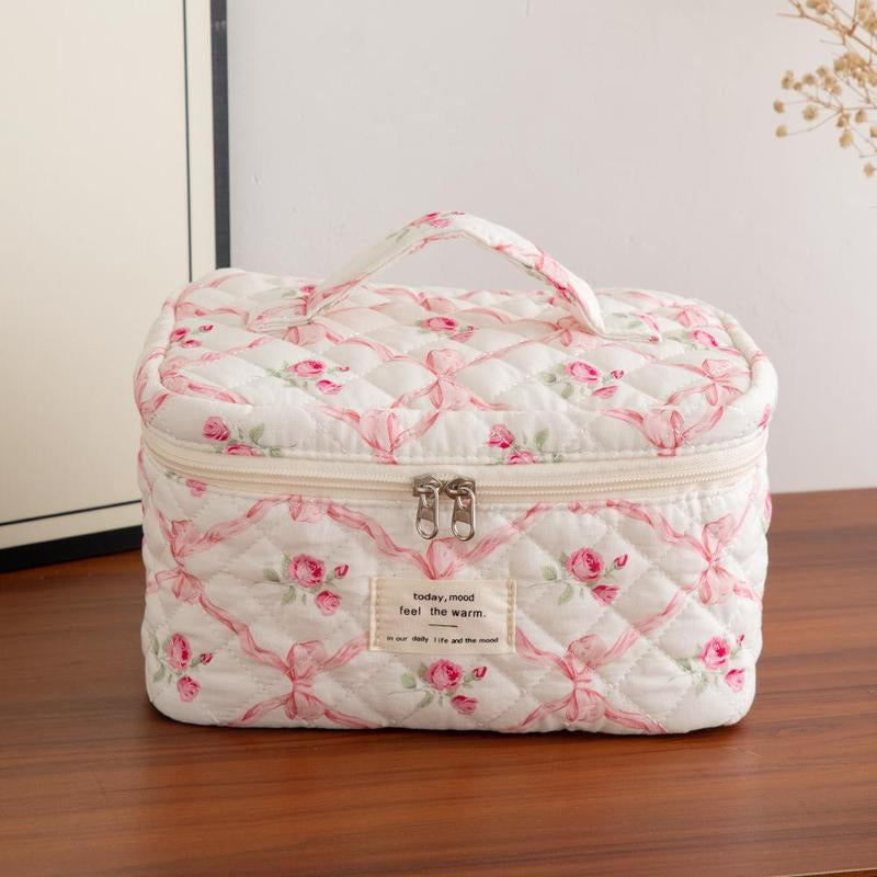 Quilted Makeup Bag Set, Travel Cosmetic Bags, Portable Zipper Makeup Organizer Pouch for Skincare, Foundation, Makeup Tools, Travel Essentials, Ideal Gift, Cosmetic Storage Bag, Makeup Products Bag, Makeup Bundle Box, Makeup Container Set, Makeup Case