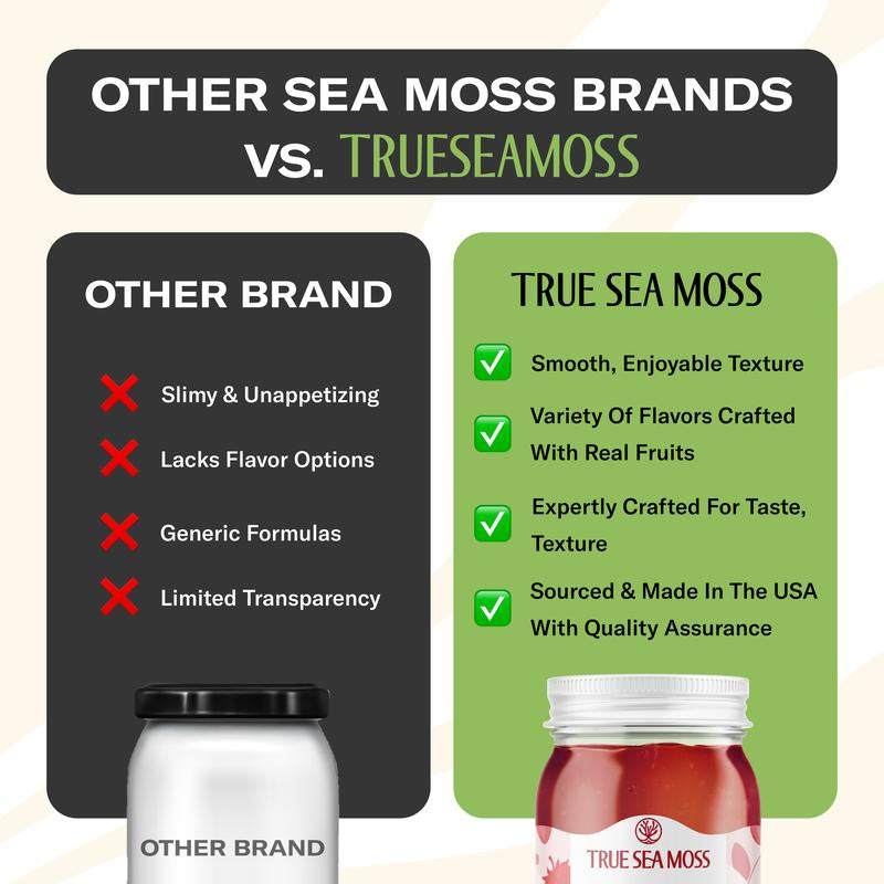 Trueseamoss Strawberry Irish Sea Moss Gel – Rich in Minerals & Vitamins – Supports Immune, Improves Digestion, Boost Energy, Skin & Hair Health - Made in USA