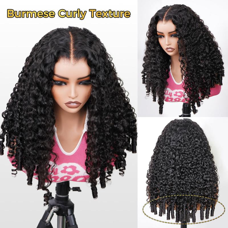 OQ HAIR 220% Density Full Burmese Curly 13X6 Lace Frontal Glueless Wigs Water Wave Virgin Human Hair Wigs Pre Plucked Natural Hairline